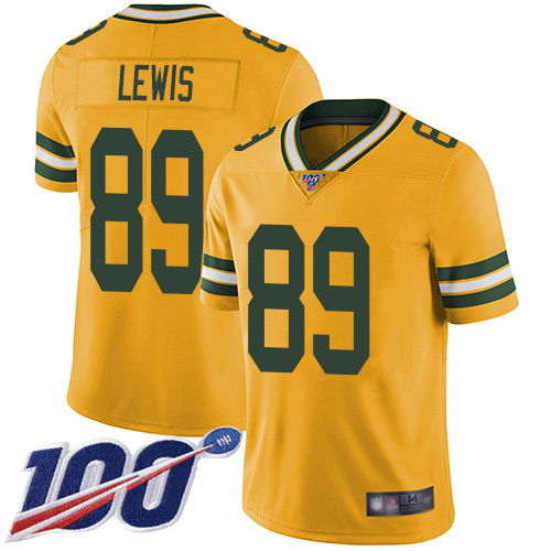 Green Bay Packers Limited Gold Men 89 Lewis Marcedes Jersey Nike NFL 100th Season Rush Vapor Untouchable